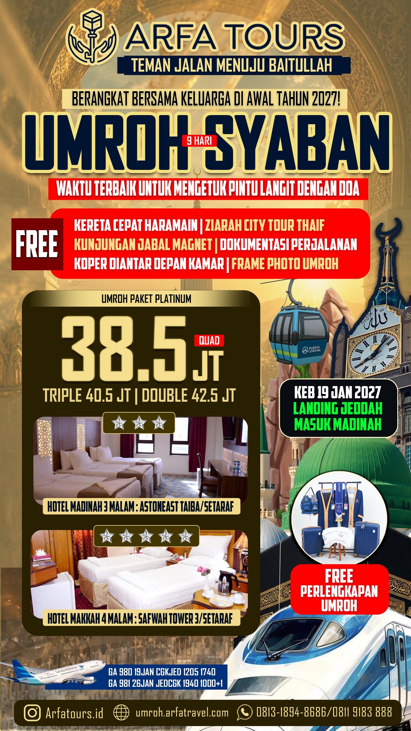 umroh januari 2027 platinum arfa tours